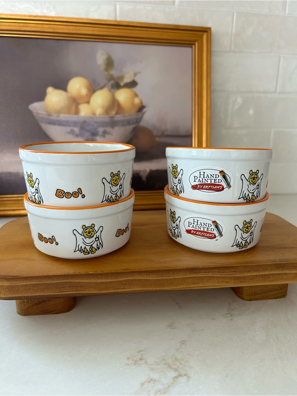 Disney Winnie the Pooh Ghost Halloween Ramekins Set of 4 Zrike Boo Ceramic